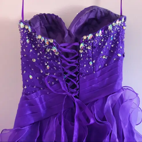 Mystique Boutique Vintage Y2K Bejeweled Strapless Corset Prom Dress in Purple | Size 4