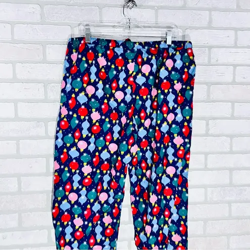 Hanna Andersson Christmas Holiday Ornament Print Multicolor Pajama Pants Size L Blue Size L