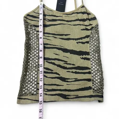 Y2K Tiger Print Mesh Tank Green Size undefined