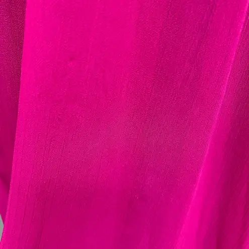 Badgley Mischka Collection Magenta Fluorescent Chiffon Strapless Gown 10