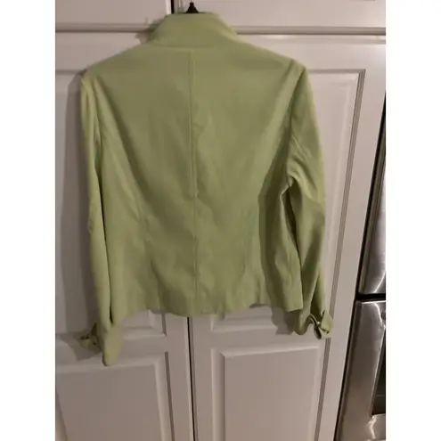 Bette & Court Lime Green Cropped Moto Jacket Women's Size M Snap Front Zippers Size M