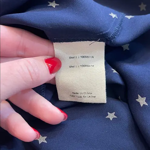 L'Agence L’AGENCE Silk Navy Starry Button-Up Blouse