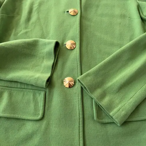 St. John Vintage Green 4 Gold Buttons Wool Blend Blazer Jacket Size 10