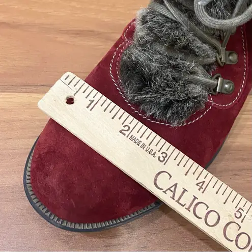 JOSEF SIEBEL Sandra 67 Burgundy Faux Fur Trim Suede Leather Ankle Boot Size 9