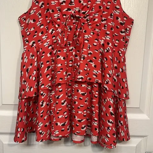 Peplum Pink Coral Orange Leopard Spaghetti Strap Blouse Size 0L EUC #7776