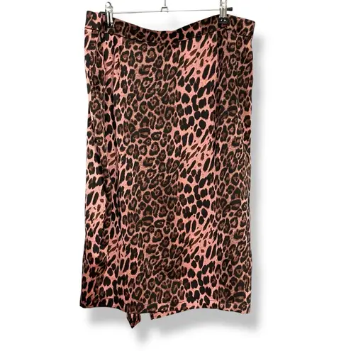 Traffic People Wrap Skirt Leopard Print XL Animal Pattern Playful Funky Flirty Pink