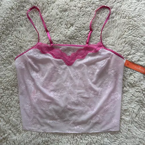 Colsie Pink Lace Trim Sleep Camisole