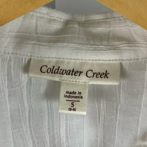 Coldwater Creek Small Bamboo Rayon Pleat Retro Vintage Resort Button Up Blouse - Image 4