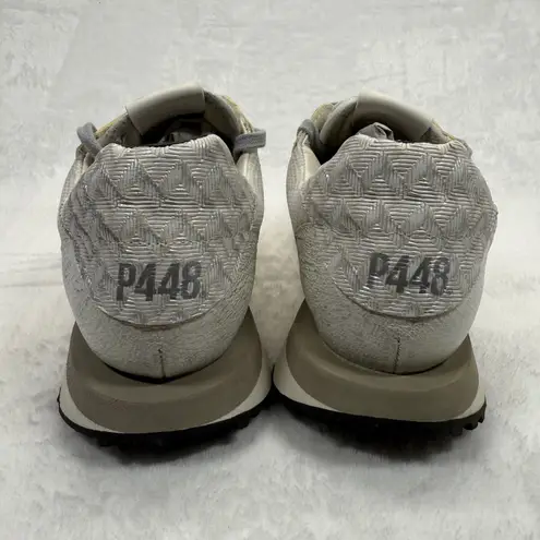 P448 Cancun Sneakers Metallic Silver Leather Low Top Casual Shoes Size 40