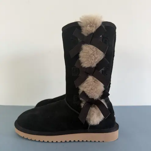 Koolaburra by UGG Victoria Tall Black Suede Bow Winter Boots Size 6