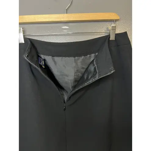 Laura Scott Skirt Womens 12 Black Stretch Flounce Hem Career Office Midi Lined