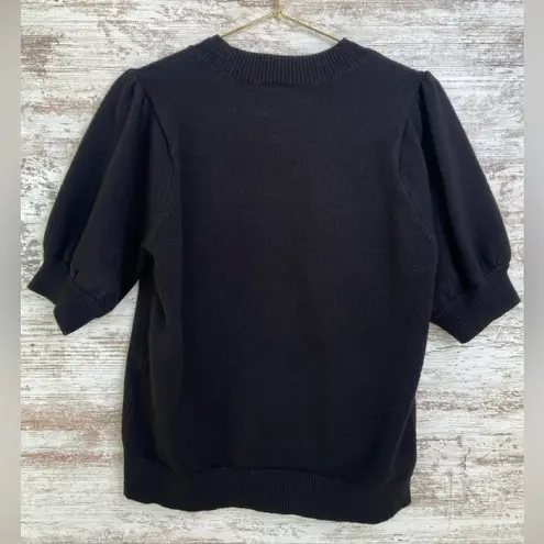 Anthropologie EUC  Moth Connelly Puff Short Sleeve Black Sweater Large