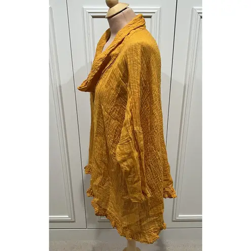 La Bottega di Brunella Flax Linen Crinkle Tunic OS Mustard Lagenlook Italy Boho Orange Size undefined