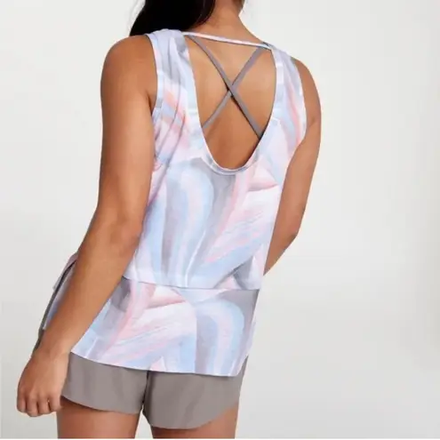 CALIA by Carrie Underwood Trapeze Performance Tank Top in Mother of Pearl Size S Orange