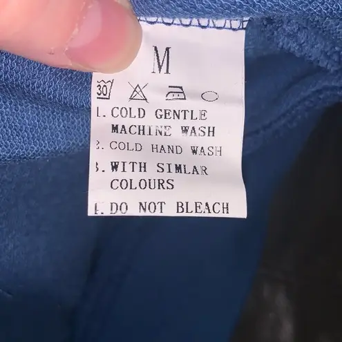 Women’s M Casual Long Sleeve Sweatshirt Crewneck Relaxed Fit Pullover Pockets Blue Size M