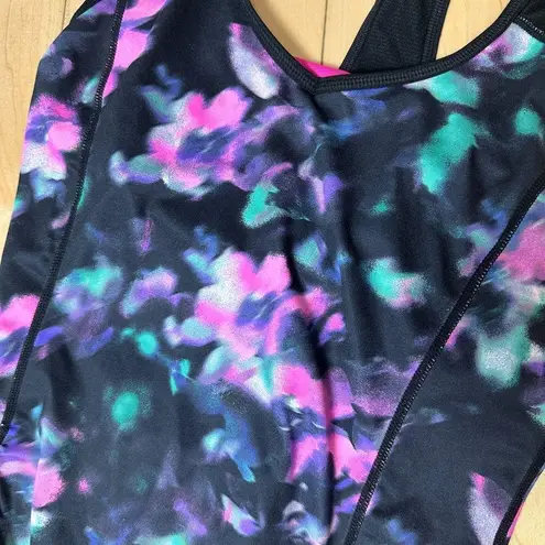 Ideology Floral Ruched Side Sports Bra Workout Tank Top Size Small