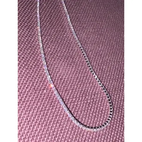 By Adina Eden Thin Tennis Choker in Silver One Size New Womens Necklace