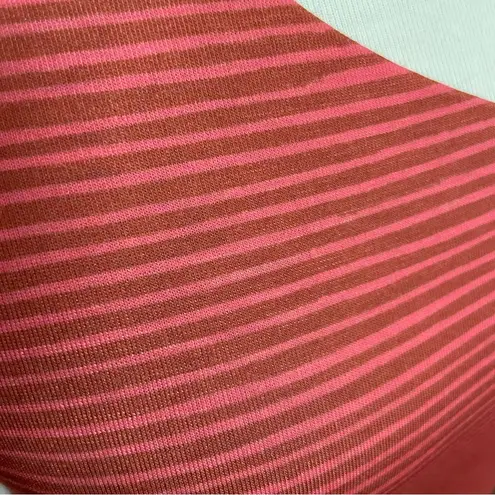 prAna Dress Opal Racerback Shelf Bra Pocket Athleisure Striped Pink Coral Rust