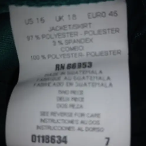 Leslie Fay 16 Vintage Scalloped Scarf Blazer in Green Plus