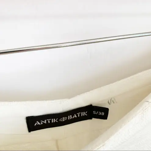 Antik Batik Pleat Front High Waisted Slim Straight Trouser White Size Small