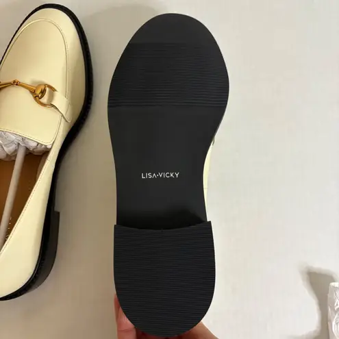 Lisa Vicky Women's Loafers Size 9M Horsebit Hardware Slip On Ivory Beige Tan