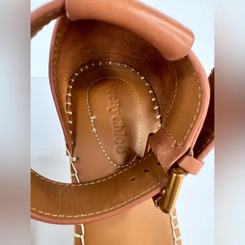 See By Chloe Glyn Ankle Strap Espadrille CHLOÉ Wedge Tartan Sandals US 10 EU 40