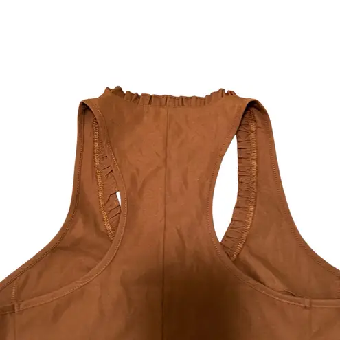 Sleeveless Vest Blouse Brown Ruffle XL