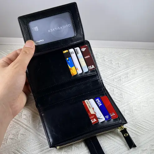Wallet for Women,Trifold Snap Closure Wallet,Credit Card Holder Coin Purse Black