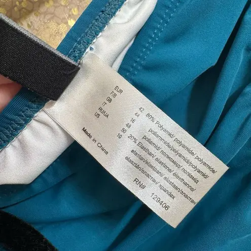 Venus  Deep Teal Twist Front Halter Tankini Top Bikini Bottom Set Size 10