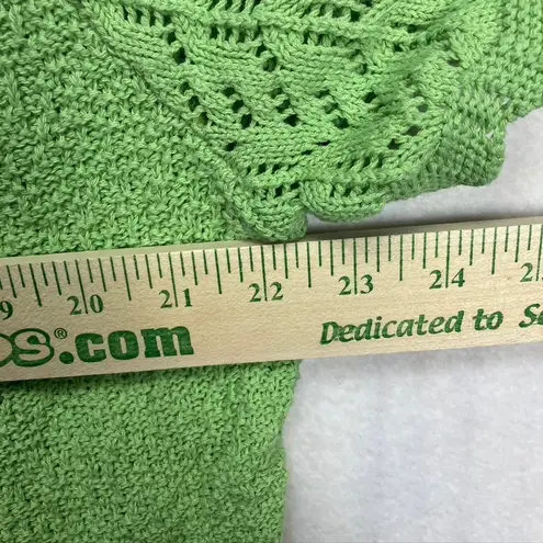 Vintage Y2K Carly Blake Women 1X Green Knit Crochet Short Sleeve Sweater Cotton