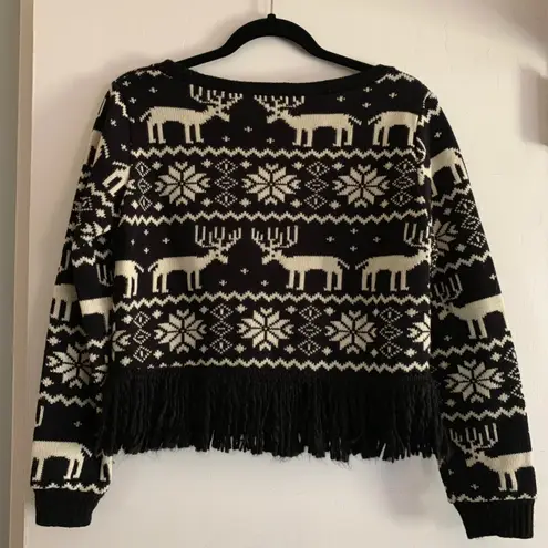 Nasty Gal Reindeer Fringe Knit Sweater
