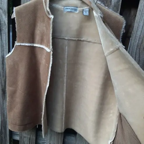 Valerie Stevens Vest Faux Suede Fully Lined Penny Lane Sleeveless Jacket Size LP