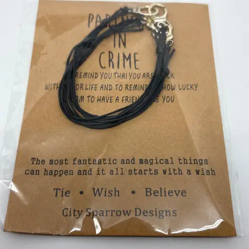 2 bracelets inside Partners In Crime Bracelet Friendship Gift Handcuff Charm Black