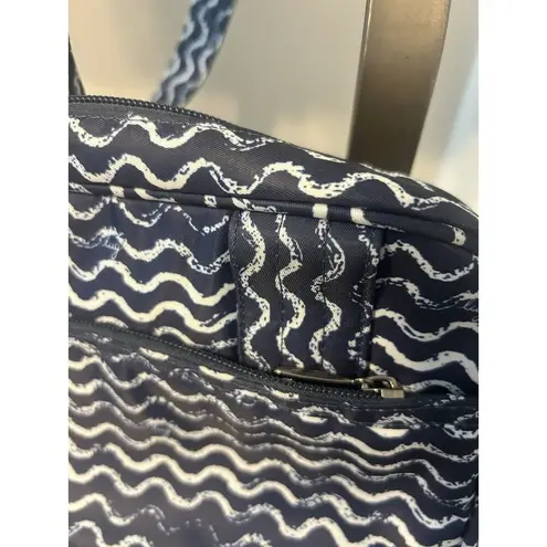 Lug Carousel Waves Navy Blue Crossbody Or Belt Bag Nautical Quilted Travel RFID