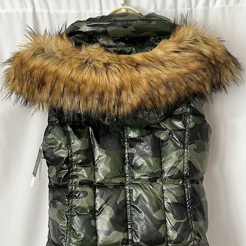 S13 Sexy Camo Green Faux Fur Trimmed Hood Puffer Vest Jacket **Size M**π₯π₯ Size M