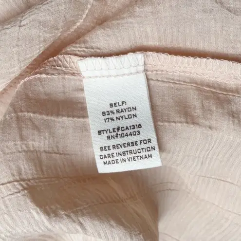 Downeast NWT Pleated Yoke Long Sleeve Blouse Light Beige Blush Size Small NEW