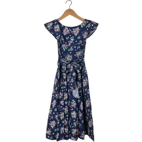 Joni Blair Vintage Fit & Flare Dress Size 3 Retro Pin Up Navy Pink Cottagecore