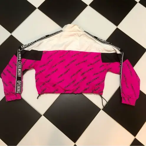Opening Ceremony Cropped Track Jacket Warm Up Windbreaker Hot Pink White Logo M