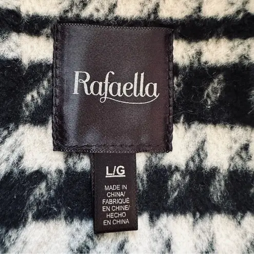 Rafaella Car Coat Black White Brushed Plaid Faux Leather Detail Outerwear Large