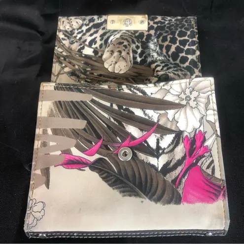 Salvatore Ferragamo Leather Animal Tiger Leopard Trifold Wallet RARE