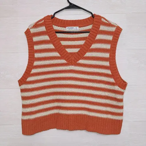 Arizona Jeans Arizona Jean Co Striped Knit Sweater Vest V Neck Cropped Pullover Women’s XXL