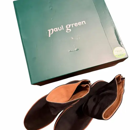 Paul Green $500 NEW NOBU ZIP-UP BOOT BLACK NUBUCK SLOUCHY PLATFORM 8.5 (TC19)