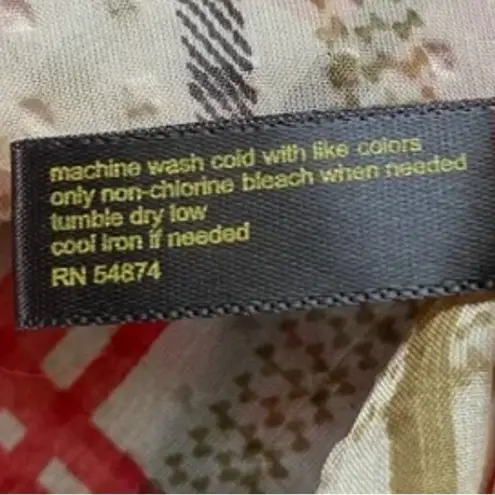 Outback Red Sheer Plaid Balloon Sleeve Ruffled Tunic Top Red Cream Size Small