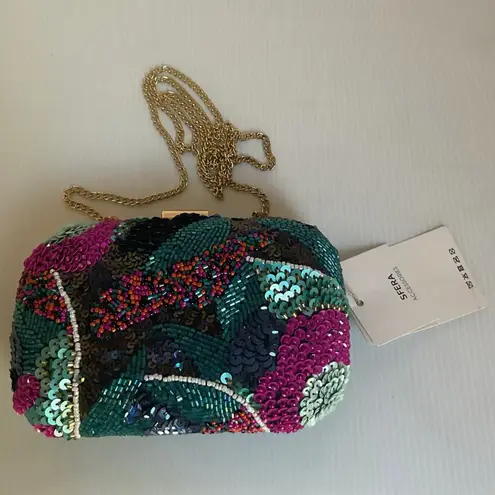 Sfera Beaded Sequin Clutch Purse – Chain Strap – Evening Bag