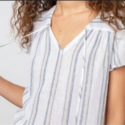 Rails Viera Top Ryland Stripe Size Small Linen Short Sleeve Comfy Top Summer