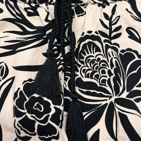 Knox Rose  Size L Black & White Floral Wide Leg Pants Boho Vacation Cruise Summer