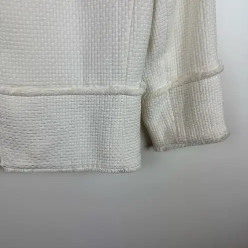 T Tahari Womens White Basketweave Tweed Jacket Sz XS Office Neutral Career