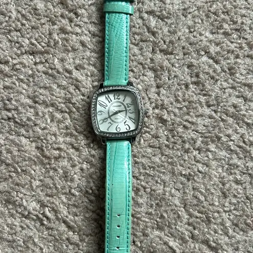 Embassy women’s vintage genuine leather teal/silver crystal watch one‎ size Green