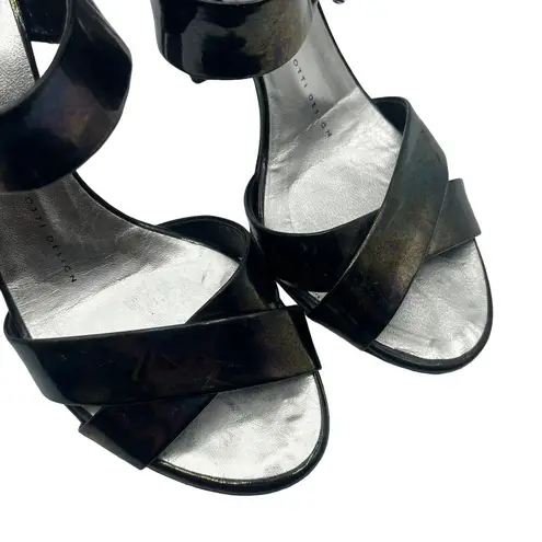 Giuseppe Zanotti Oil Slick Iridescent Ankle Strap Peep Toe Stiletto Sandal 36.5