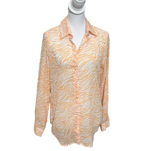 Princess Polly NWT Ziggy Shirt Zebra Print Button Down Women’s Size 4 Orange